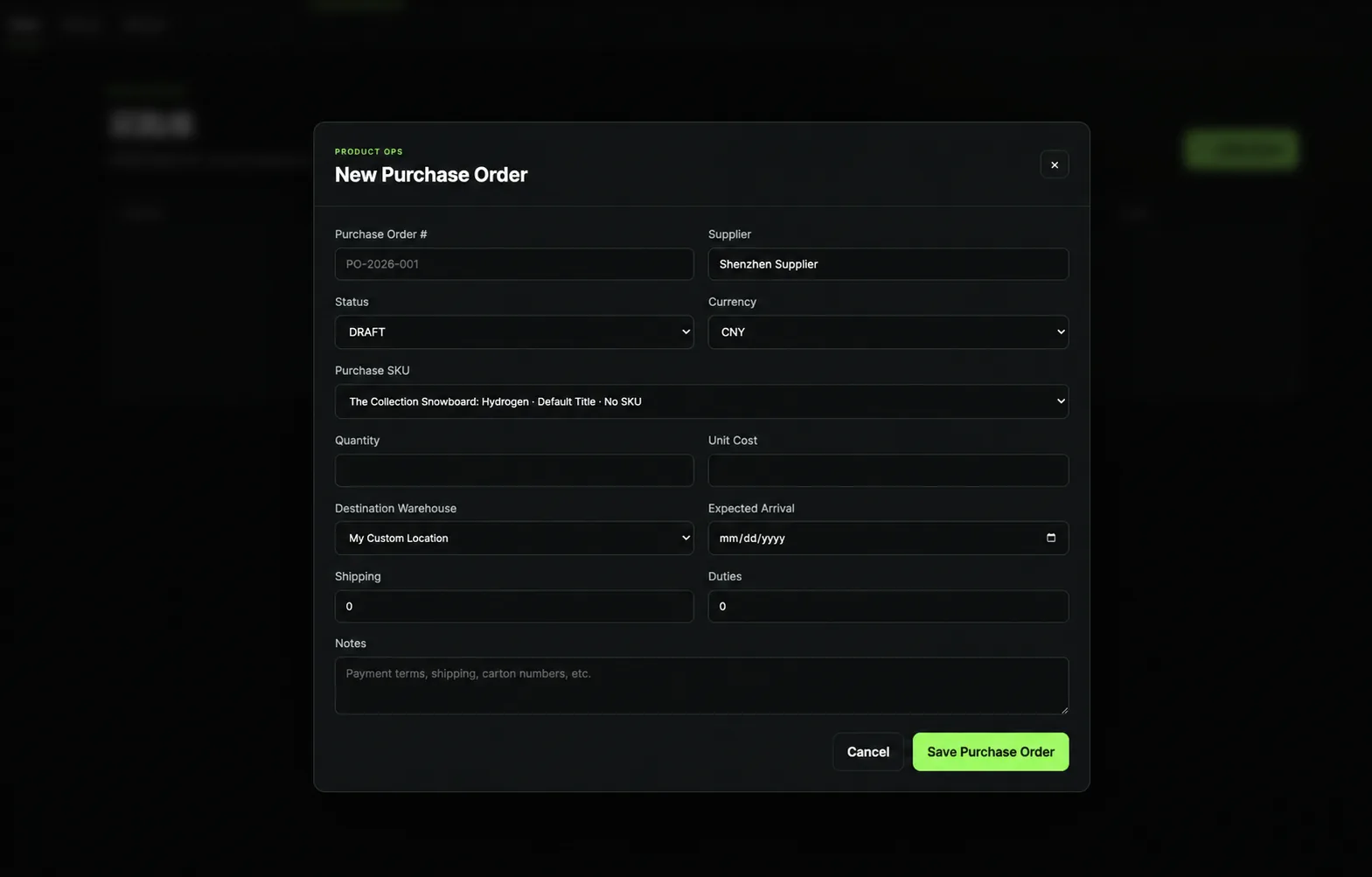 Inventory and retail operations dashboard